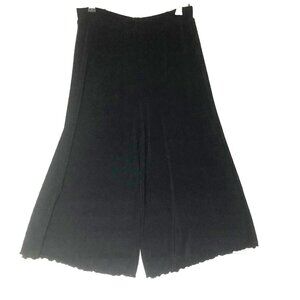 VTG Citiknits‎ Black Knit Gaucho Crop Pants Women's S Wide Leg Ruffle Whimsigoth